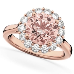 Помолвочное кольцо из красного золота с морганитом и бриллиантом