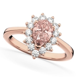 Помолвочное кольцо из красного золота с морганитом и бриллиантом