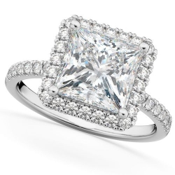 Помолвочное кольцо из белого золота с муассанитом и бриллиантом