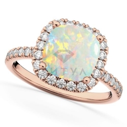 Помолвочное кольцо из красного золота с опалом и бриллиантом