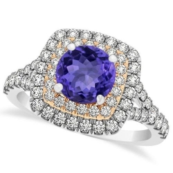 Помолвочное кольцо из золота двух цветов с танзанитом и бриллиантом