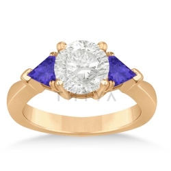 Помолвочное кольцо из красного золота с танзанитом и бриллиантом