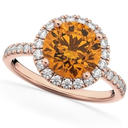 Помолвочное кольцо из красного золота с цитрином и бриллиантом