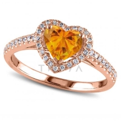 Помолвочное кольцо из красного золота с цитрином в виде сердца