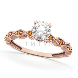 Помолвочное кольцо из красного золота с цитрином и бриллиантом