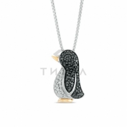 серебряный пингвин с бриллиантами