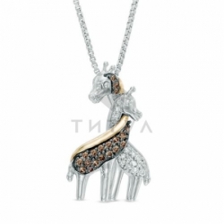 Серебряная подвеска Жирафы с бриллиантами