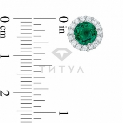 Серьги-гвоздики из белого золота с изумрудом и белым сапфиром