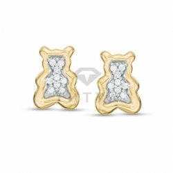 Серьги "Мишки" из желтого золота с бриллиантами