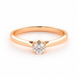 Помолвочное кольцо из красного золота 750 пробы с бриллиантом 0.2 карат