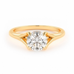 Помолвочное кольцо из желтого золота 585 пробы с бриллиантом 1 карат