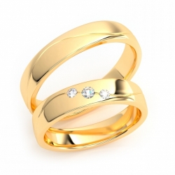 Золотые парные обручальные кольца из желтого золота 750 пробы с бриллиантами (цена за пару)
