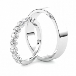 Золотые парные обручальные кольца из платины 950 пробы с бриллиантами (цена за пару)
