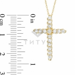 Декоративный крестик из желтого золота с бриллиантом