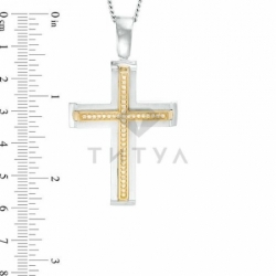 Декоративный мужской крестик из серебра с бриллиантом