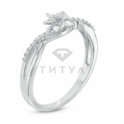 Кольцо с цветочком из серебра с бриллиантами
