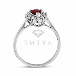 Помолвочное кольцо из белого золота с рубином и бриллиантом