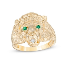 Мужское кольцо из желтого золота с изумрудом и бриллиантом