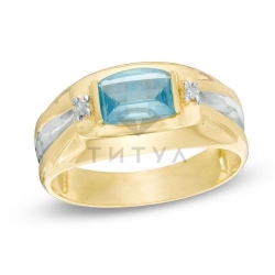 Мужское кольцо из желтого золота с топазом и бриллиантом