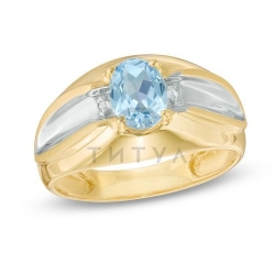 Мужское кольцо из комбинированного золота с топазом и бриллиантом