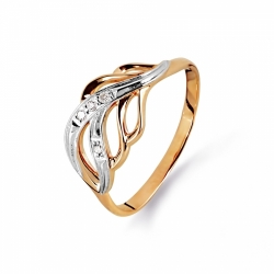Золотое кольцо Перо с бриллиантами