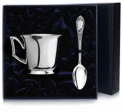 Набор чайная чашка "Элегия": ложка, чашка (Серебро 925)