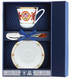 Набор чайный "Сад - Византия": блюдце, ложка, чашка (Серебро 925)