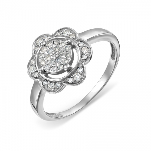 Кольцо Цветок из белого золота с бриллиантами