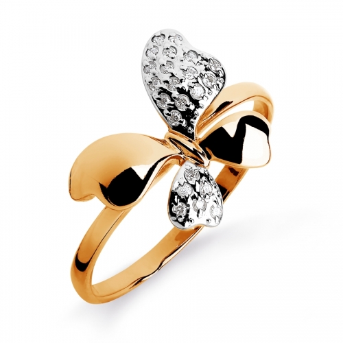 Золотое кольцо Бабочка с бриллиантами
