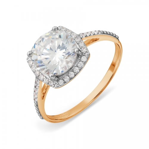 Золотое кольцо с топазом Swarovski и бриллиантами