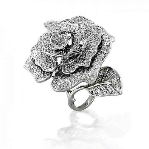 Кольцо Роза из белого золота с бриллиантами