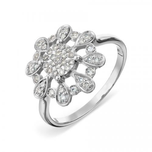 Кольцо Цветок из белого золота с бриллиантами