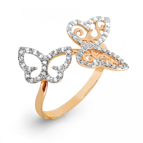 Золотое кольцо Бабочки с бриллиантами