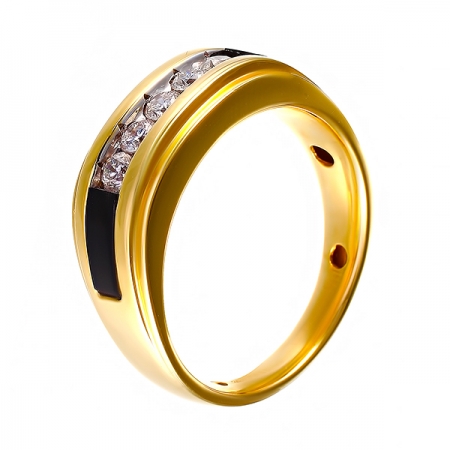 Кольцо из золота 585 пробы с ониксом и бриллиантами