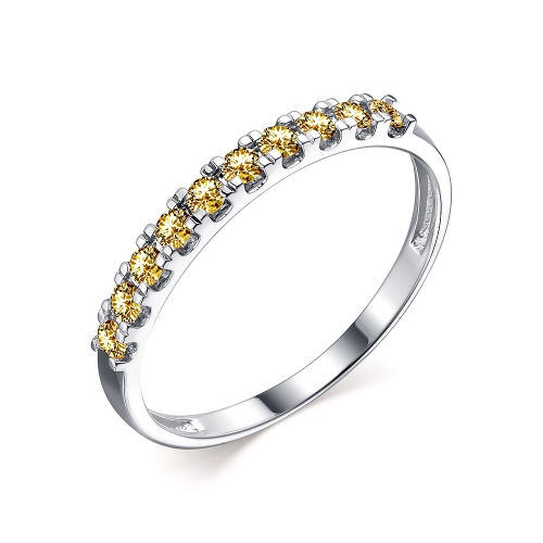 Женское кольцо из белого золота 585 пробы с желтыми бриллиантами