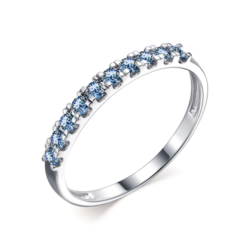 Женское кольцо из белого золота 585 пробы с голубыми бриллиантами