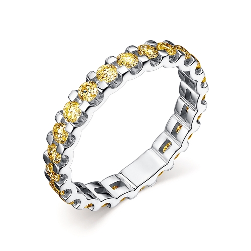 Женское кольцо из белого золота 585 пробы с желтыми бриллиантами