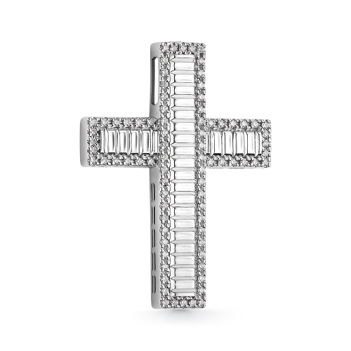 Крест из белого золота 585 пробы с бриллиантами